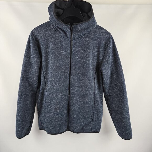 Uniqlo Hoodie Mens Large Black Heathered Full Zip - Picture 1 of 7
